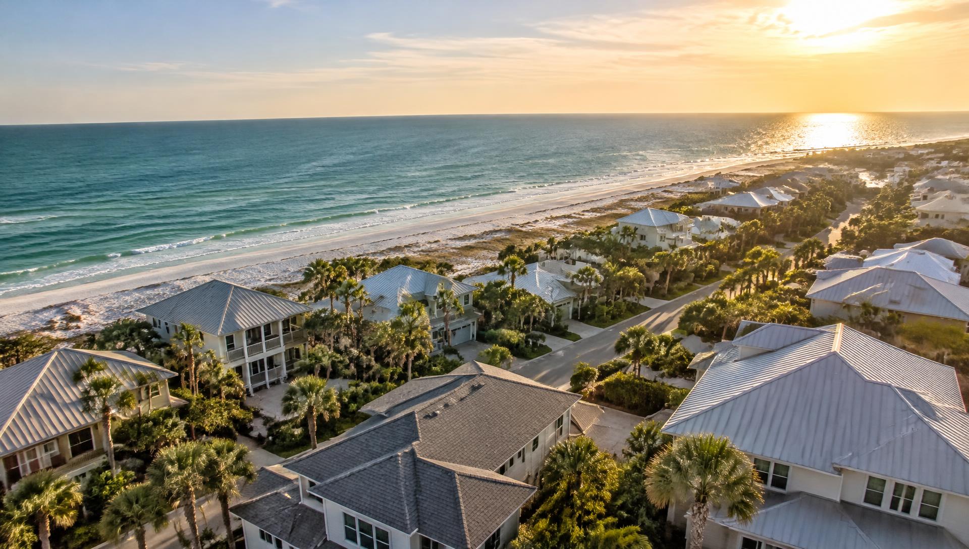 Aerial view of coastal homes in Navarre, Florida